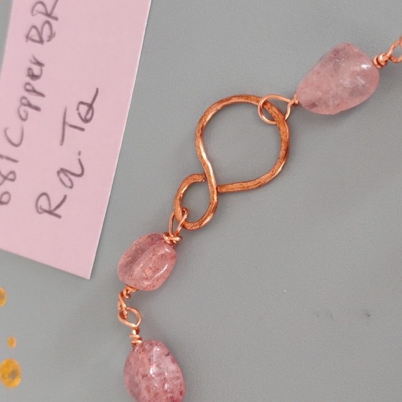 Turquoise And Strawberry Quartz Bracelet - Picture 4 of 9